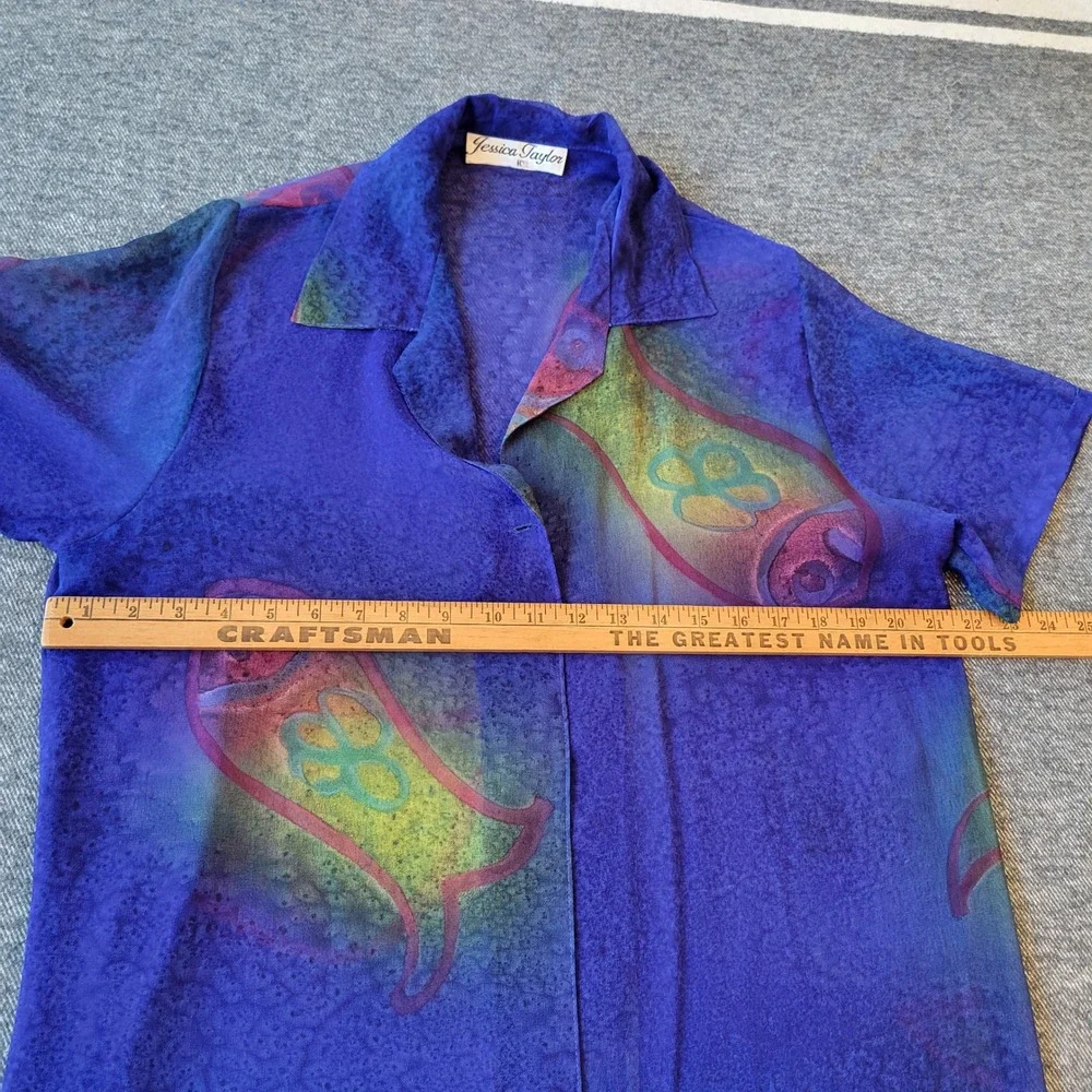 Jessica Taylor Purple Abstract Fish Print Dress and Duster Set Plus Size